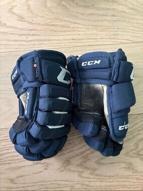CCM Navy Hockey Gloves in Dark Blue and White